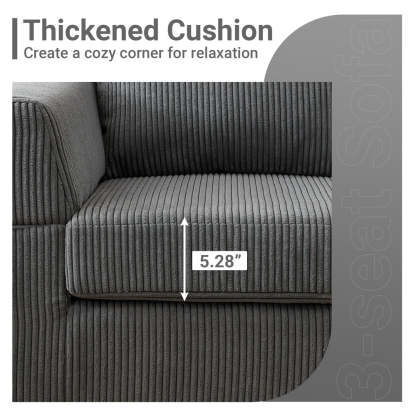 96.4" Living Room Sofa Reversible Chaise Corduroy Fabric with Ottoman