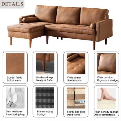 83.07'' Mid Century Sectional Chaise Sofa, L-Shaped Couch