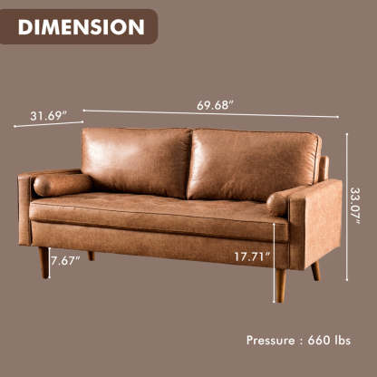 69.68'' Living Room Sofa with Square Arm and Button-Tufted