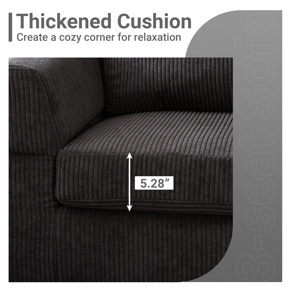 96.4" Living Room Sofa Reversible Chaise Corduroy Fabric with Ottoman