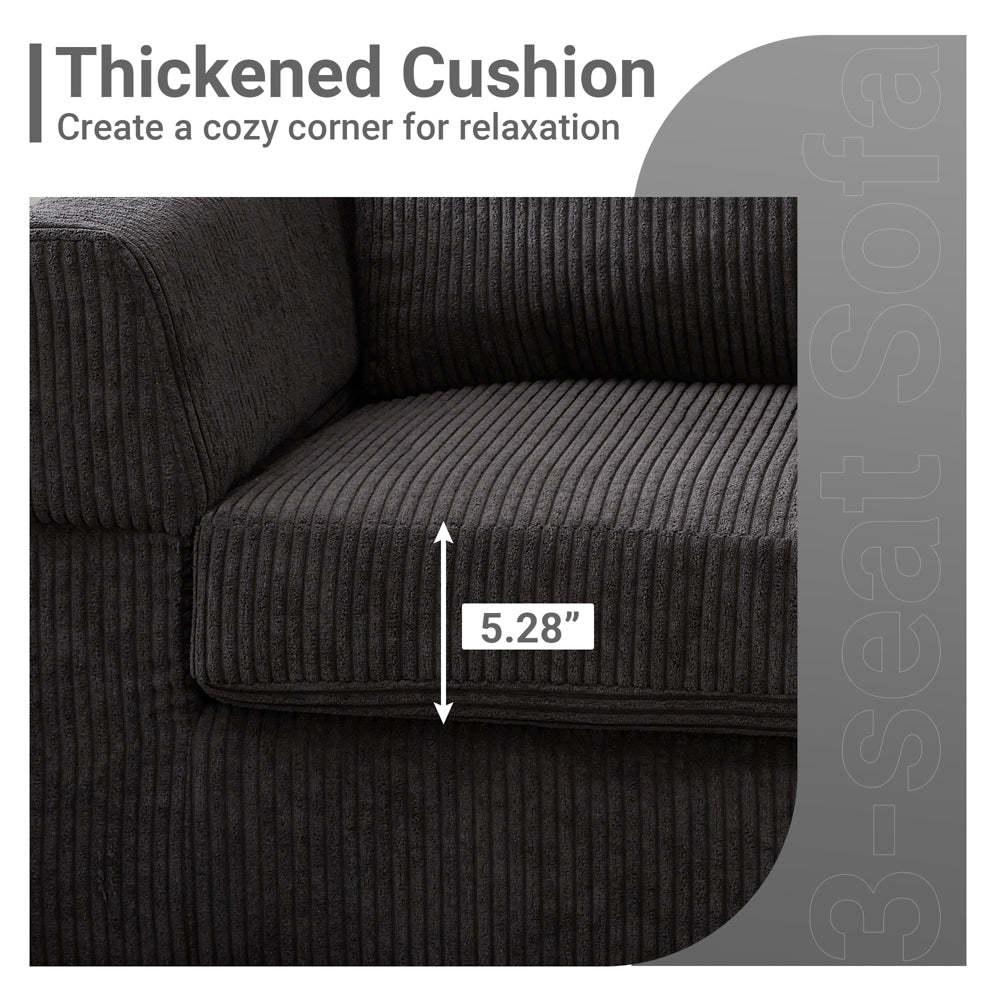 96.4" Living Room Sofa Reversible Chaise Corduroy Fabric with Ottoman