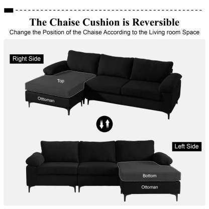 Living Room Sofa Reversible Chaise 100.40" Wide with Ottoman