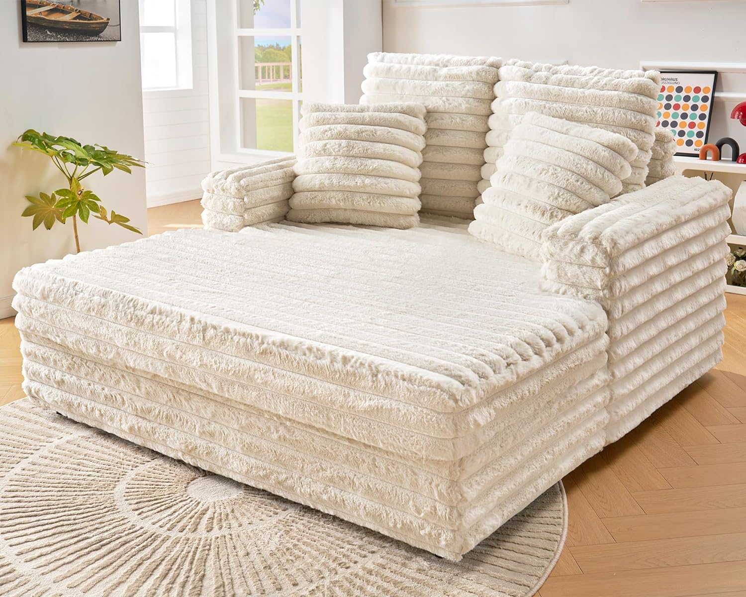 53 Inch Indoor Recliner, Upholstered Sofa Bed with Cushions and Armres