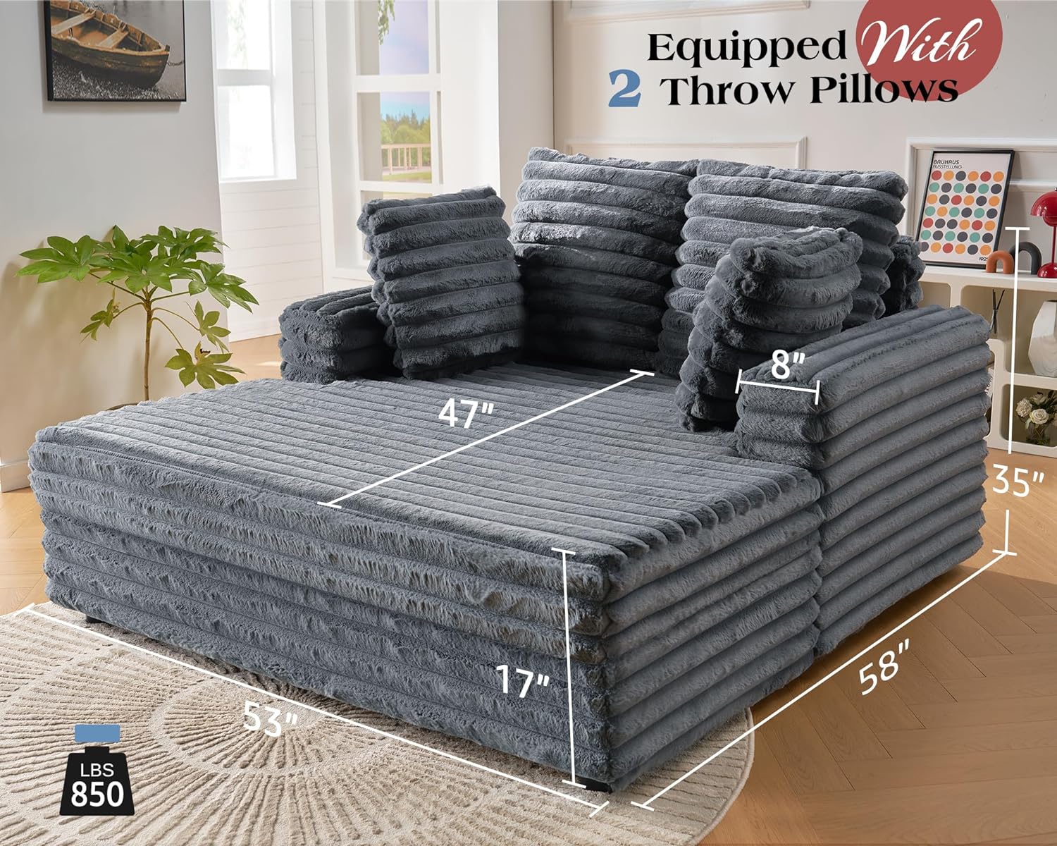 53 Inch Indoor Recliner, Upholstered Sofa Bed with Cushions and Armrests, Sleeper Chair - Plush Chair Bed for Living Room