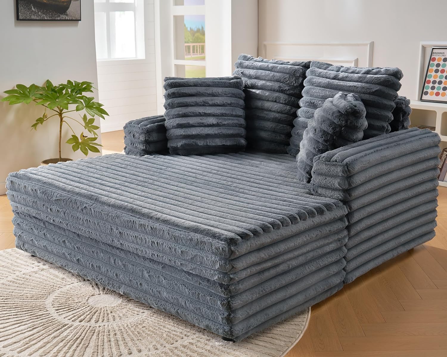 53 Inch Indoor Recliner, Upholstered Sofa Bed with Cushions and Armrests, Sleeper Chair - Plush Chair Bed for Living Room