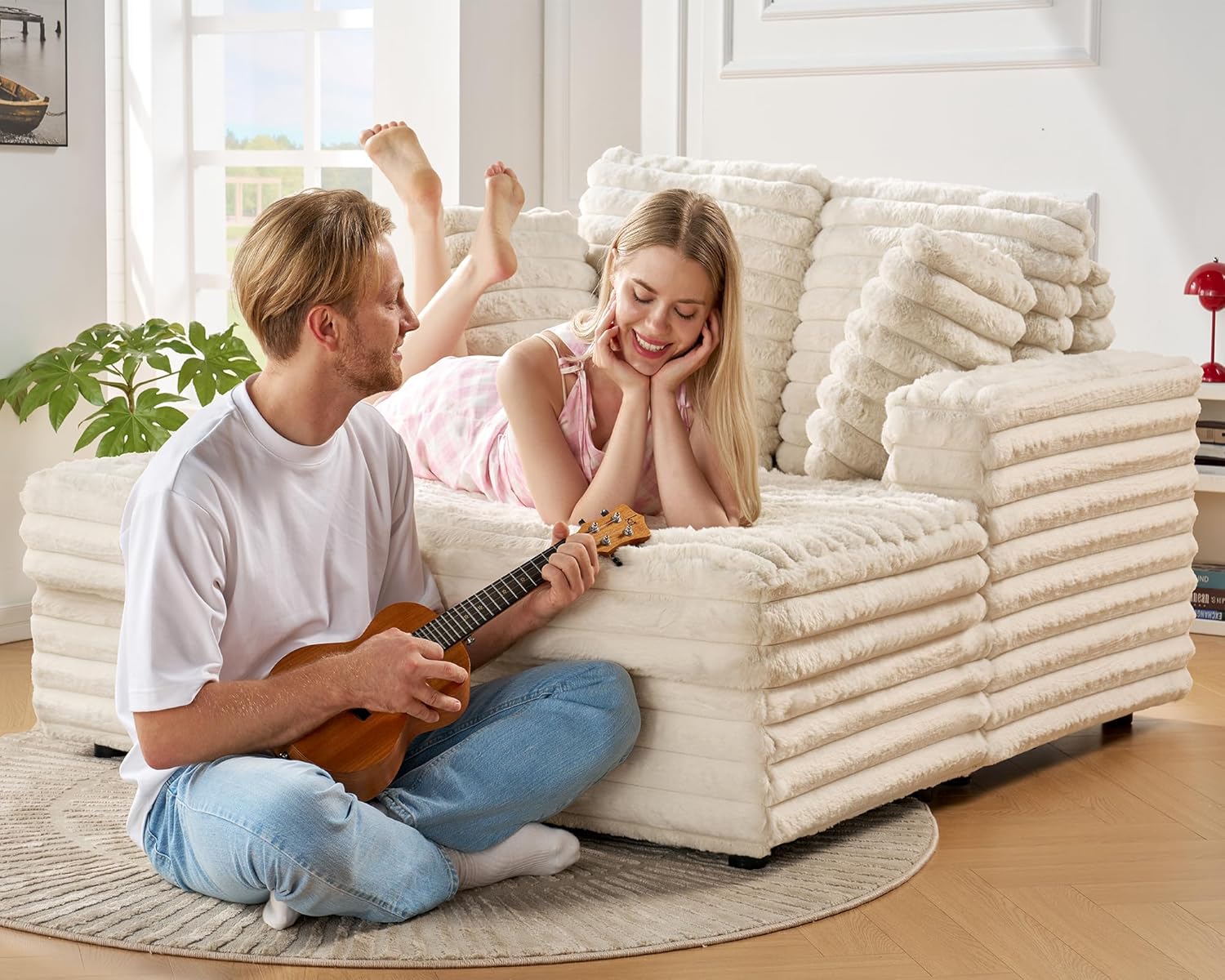 53 Inch Indoor Recliner, Upholstered Sofa Bed with Cushions and Armrests, Sleeper Chair - Plush Chair Bed for Living Room