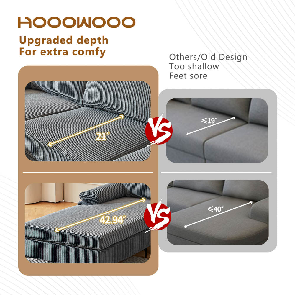 Living Room Sofa Reversible Chaise 100.40" Wide with Ottoman