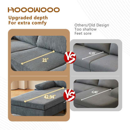 Living Room Sofa Reversible Chaise 100.40" Wide with Ottoman