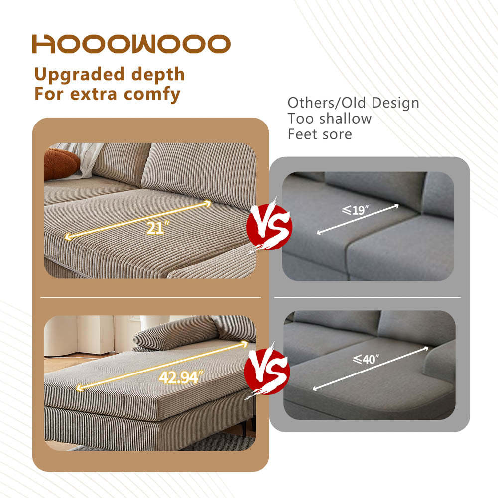 Living Room Sofa Reversible Chaise 100.40" Wide with Ottoman
