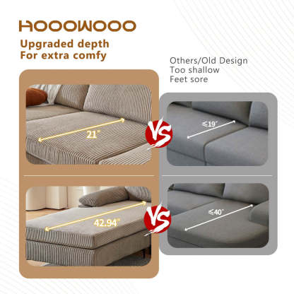 Living Room Sofa Reversible Chaise 100.40" Wide with Ottoman