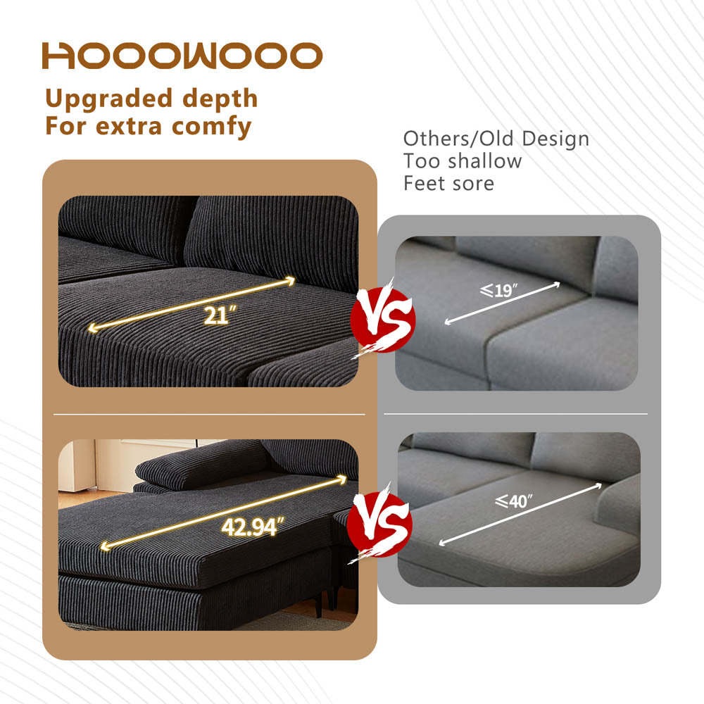 Living Room Sofa Reversible Chaise 100.40" Wide with Ottoman