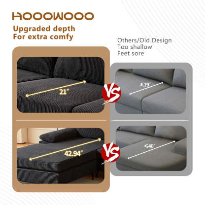 Living Room Sofa Reversible Chaise 100.40" Wide with Ottoman