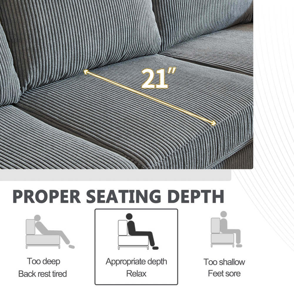 Living Room Sofa Reversible Chaise 100.40" Wide with Ottoman