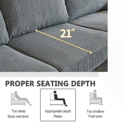 Living Room Sofa Reversible Chaise 100.40" Wide with Ottoman