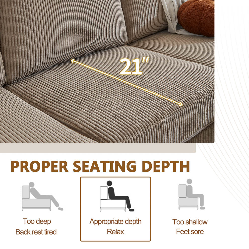 Living Room Sofa Reversible Chaise 100.40" Wide with Ottoman