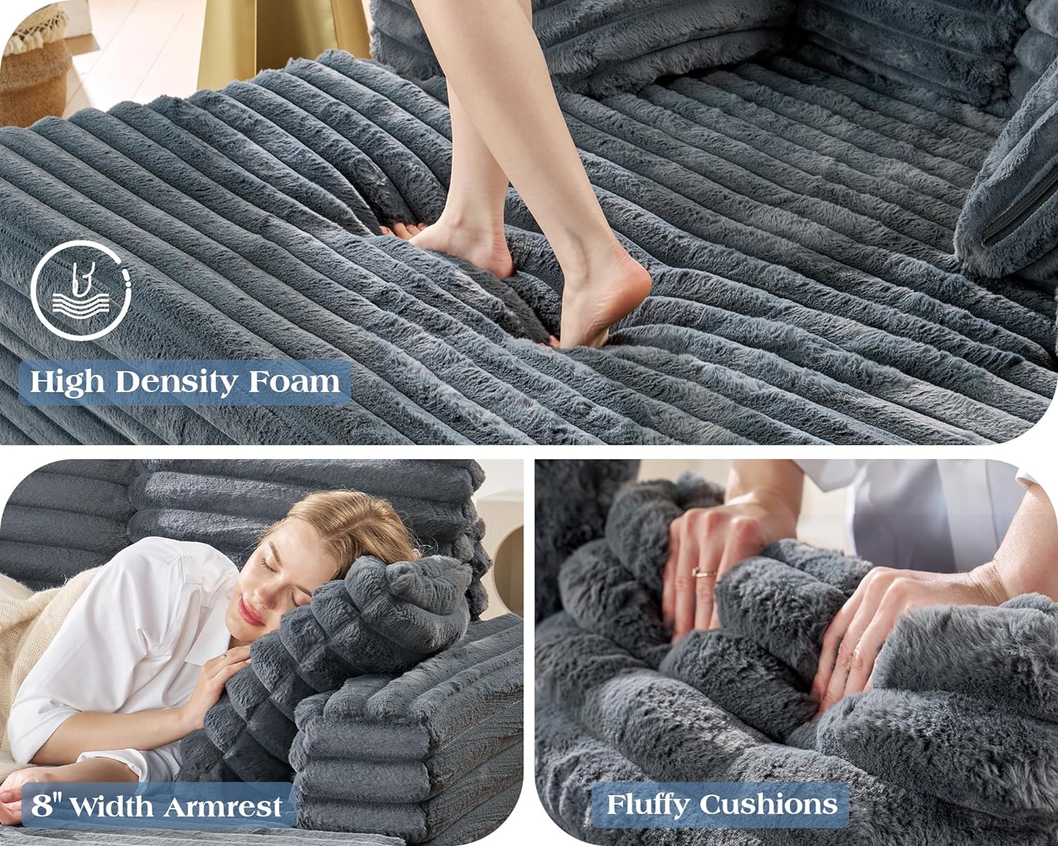 53 Inch Indoor Recliner, Upholstered Sofa Bed with Cushions and Armrests, Sleeper Chair - Plush Chair Bed for Living Room