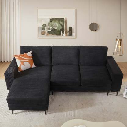 97"  Modern Corduroy L Shaped Couch