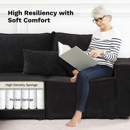Living Room Modular Couch 6-Pieces Set, 2.5 Wale Corduroy Fabric