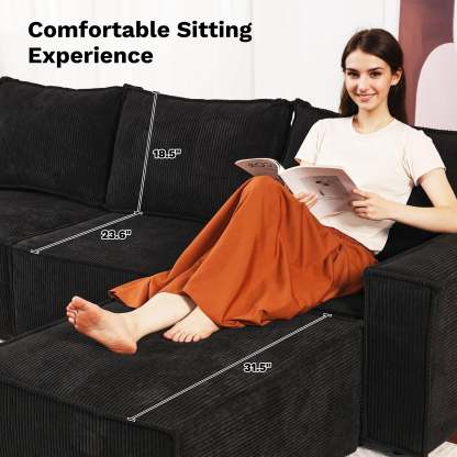 Living Room Modular Couch 6-Pieces Set, 2.5 Wale Corduroy Fabric