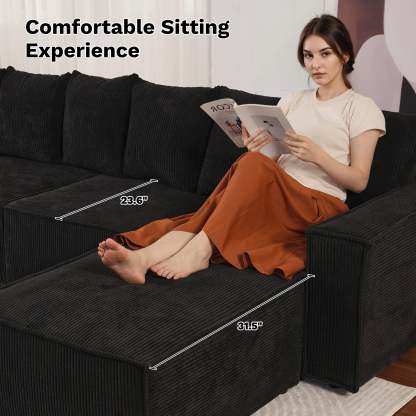 Living Room Modular Couch 6-Pieces Set, Wide Armrests