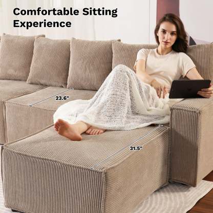 Living Room Modular Couch 6-Pieces Set, Wide Armrests