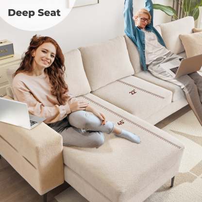 126" Elegant Cloud Velvet U-Shaped Sofa with Double Chaise