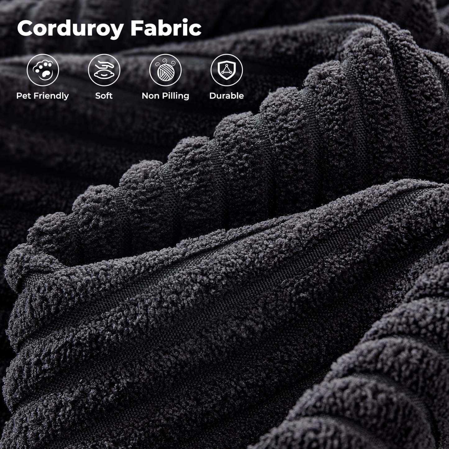 97"  Modern Corduroy L Shaped Couch