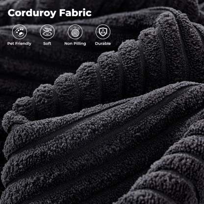 97"  Modern Corduroy L Shaped Couch