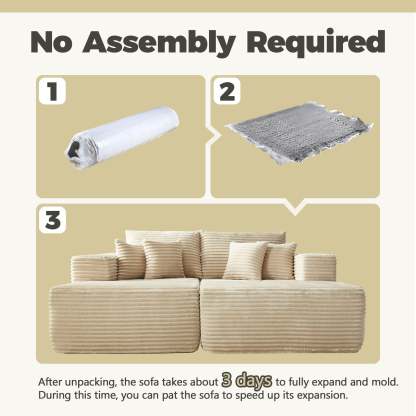 80"Modular Couch with Chaise&Ottoman, Sleeper Sofa, No Assembly Required