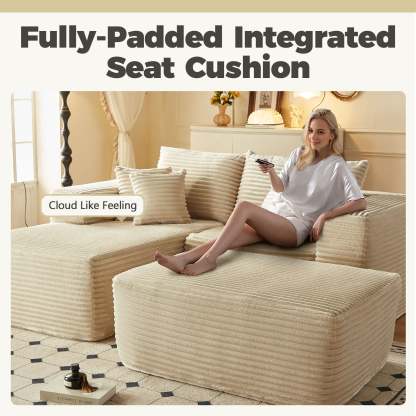 80"Modular Couch with Chaise&Ottoman, Sleeper Sofa, No Assembly Required