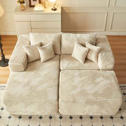 80"Modular Couch with Chaise&Ottoman, Sleeper Sofa, No Assembly Required