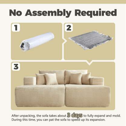 80"Modular Couch with Chaise&Ottoman, Sleeper Sofa, No Assembly Required