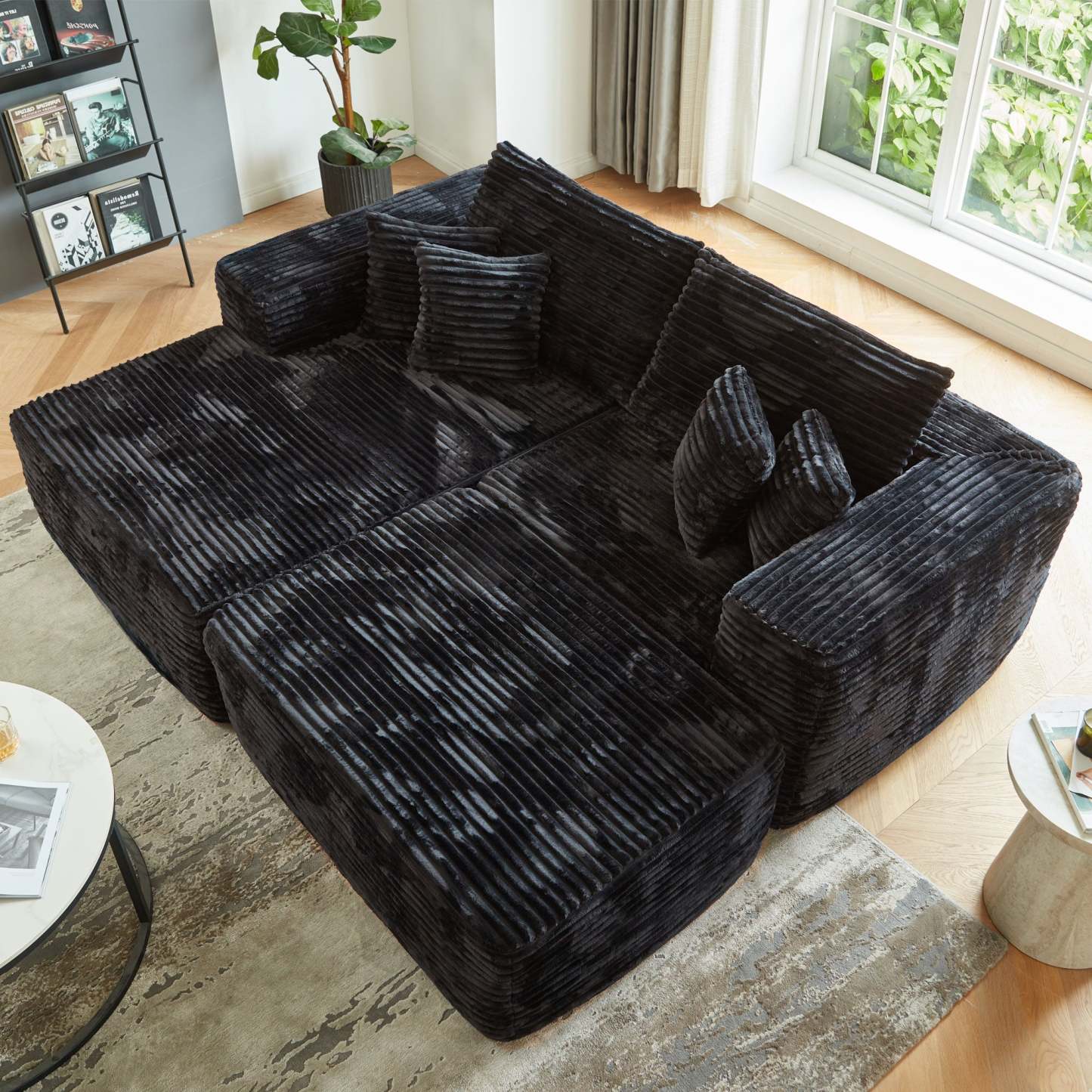 80"Modular Couch with Chaise&Ottoman, Sleeper Sofa, No Assembly Required
