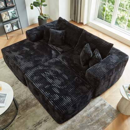 80"Modular Couch with Chaise&Ottoman, Sleeper Sofa, No Assembly Required
