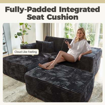 80"Modular Couch with Chaise&Ottoman, Sleeper Sofa, No Assembly Required