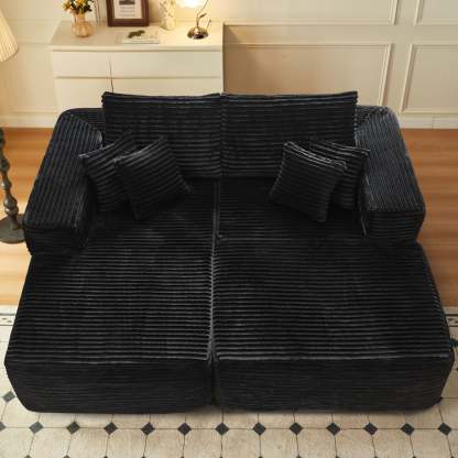 80"Modular Couch with Chaise&Ottoman, Sleeper Sofa, No Assembly Required