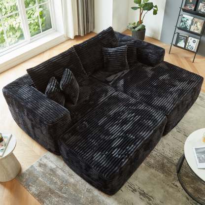80"Modular Couch with Chaise&Ottoman, Sleeper Sofa, No Assembly Required