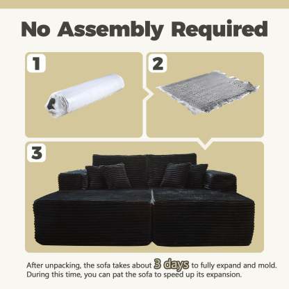 80"Modular Couch with Chaise&Ottoman, Sleeper Sofa, No Assembly Required