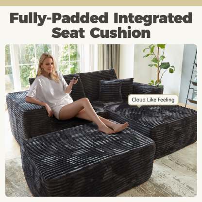 80"Modular Couch with Chaise&Ottoman, Sleeper Sofa, No Assembly Required