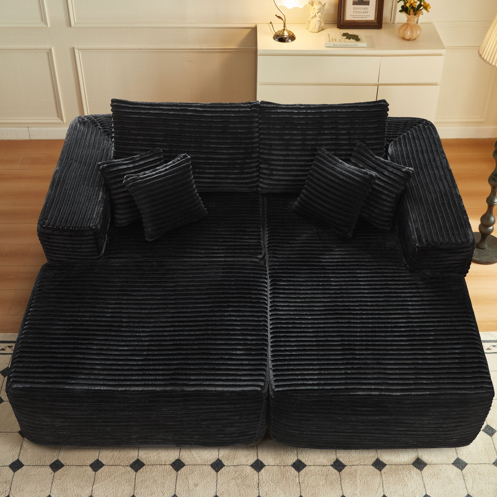 80"Modular Couch with Chaise&Ottoman, Sleeper Sofa, No Assembly Required
