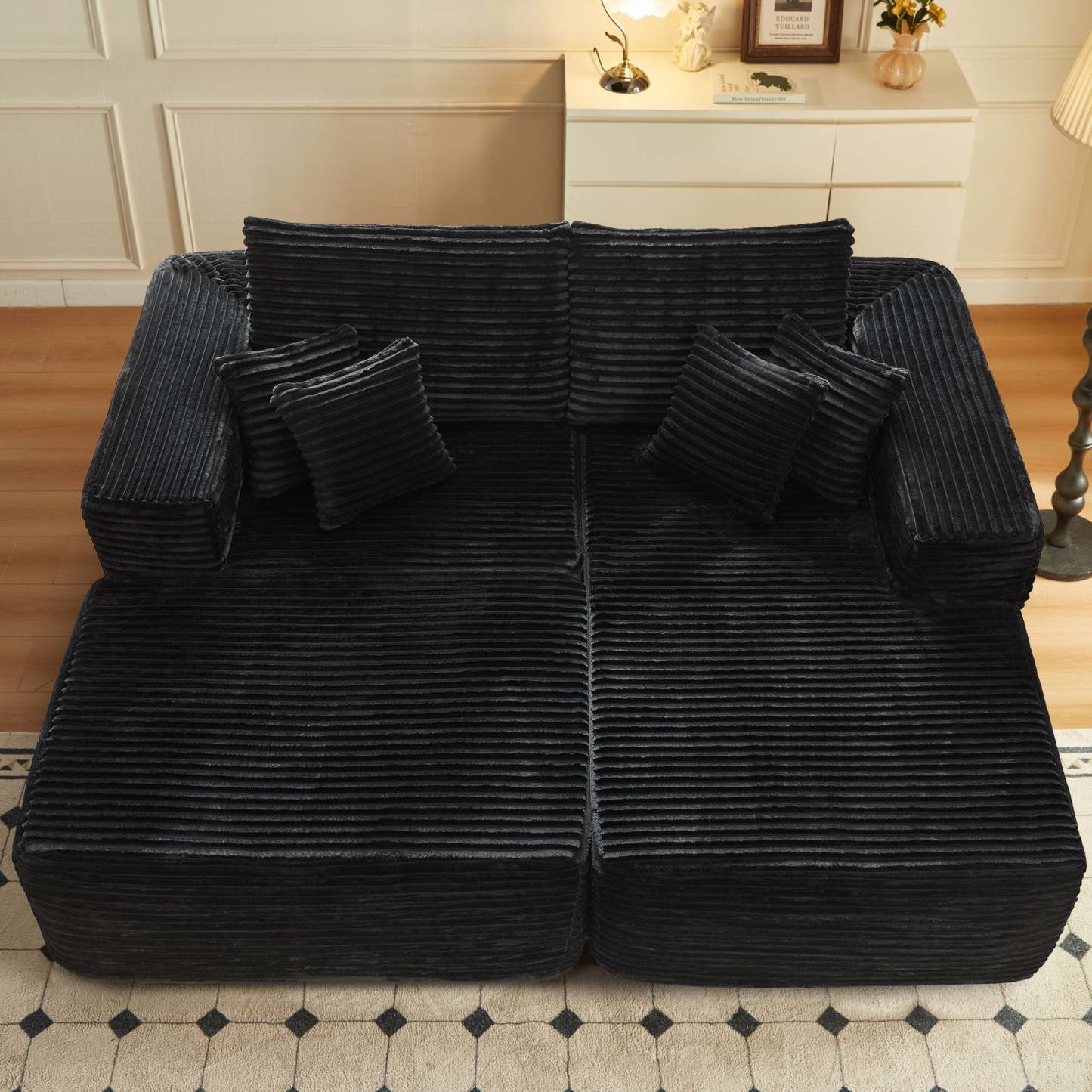80"Modular Couch with Chaise&Ottoman, Sleeper Sofa, No Assembly Required