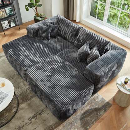 80"Modular Couch with Chaise&Ottoman, Sleeper Sofa, No Assembly Required