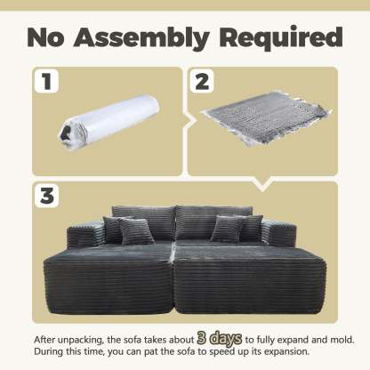 80"Modular Couch with Chaise&Ottoman, Sleeper Sofa, No Assembly Required