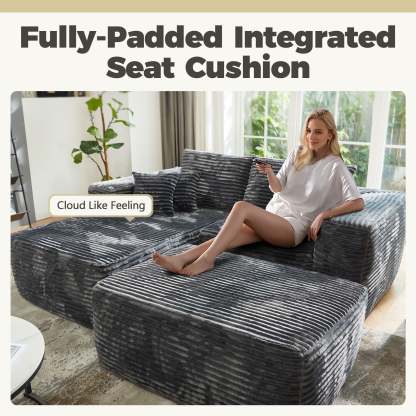 80"Modular Couch with Chaise&Ottoman, Sleeper Sofa, No Assembly Required