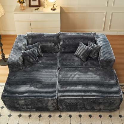 80"Modular Couch with Chaise&Ottoman, Sleeper Sofa, No Assembly Required
