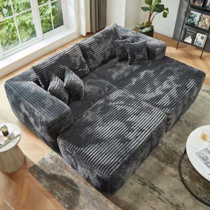 80"Modular Couch with Chaise&Ottoman, Sleeper Sofa, No Assembly Required