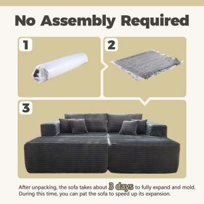 80"Modular Couch with Chaise&Ottoman, Sleeper Sofa, No Assembly Required