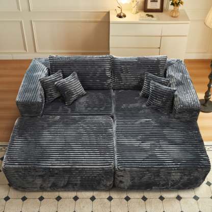 80"Modular Couch with Chaise&Ottoman, Sleeper Sofa, No Assembly Required