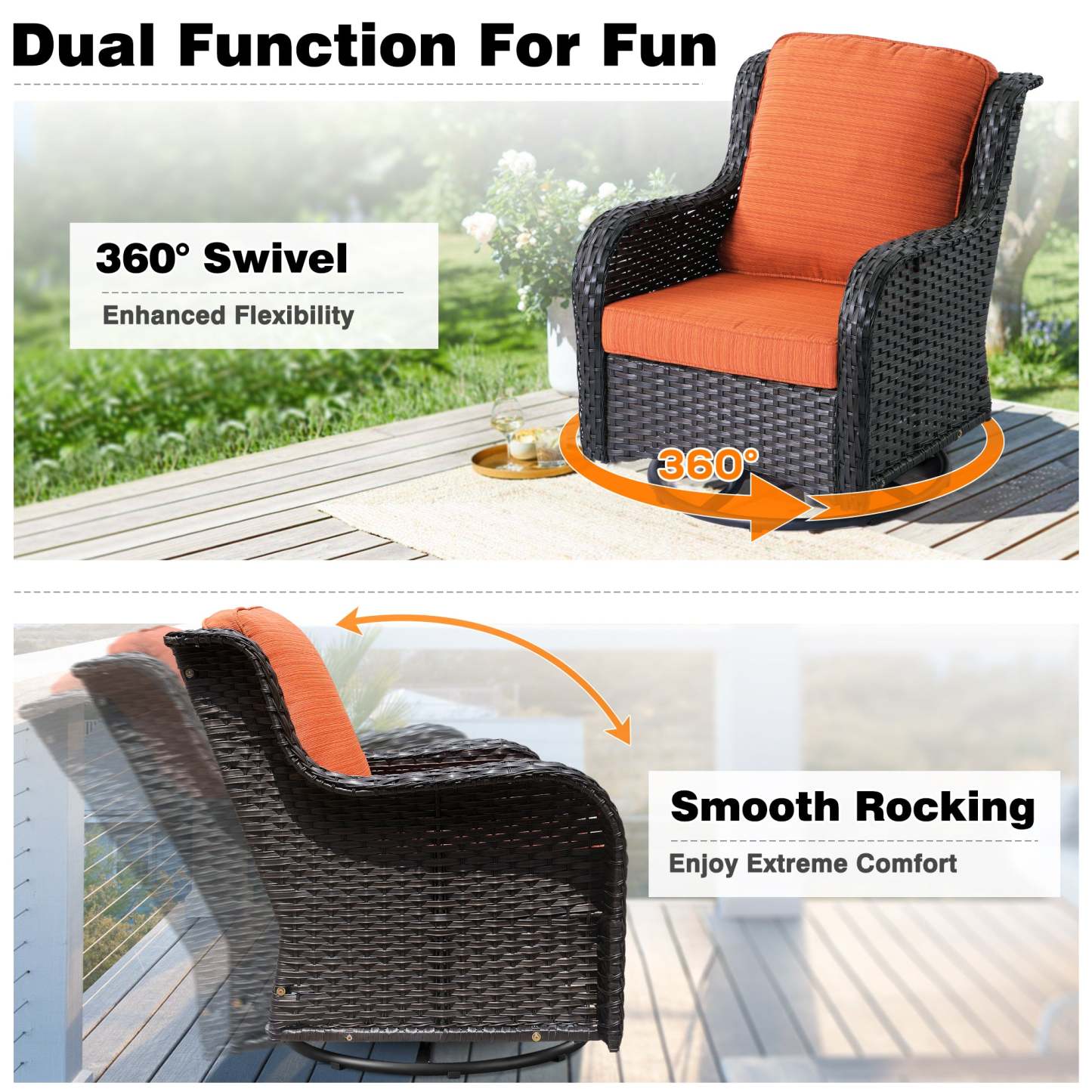 Patio 7-Piece Conversation Set with 42'' Rectangle Propane Fire Pit Table and Rocking Chairs Kenard