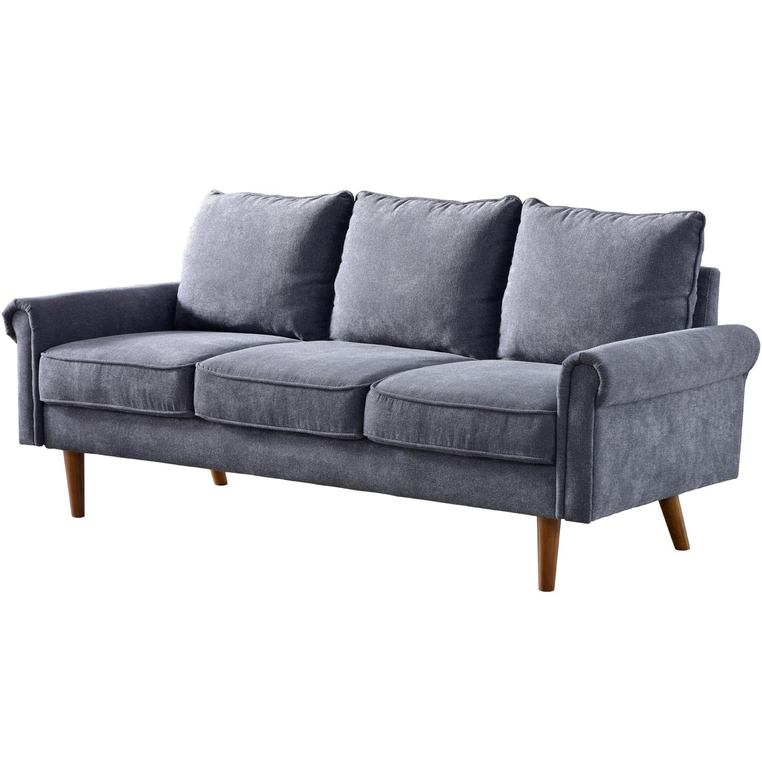 Living Room 73.6'' Wide Suede or Line Fabric Sofa, 6 Colors